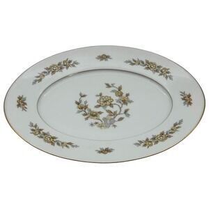 Style House Fine China Japan Indore‎ Yellow Floral Oval Platter 12 /14"